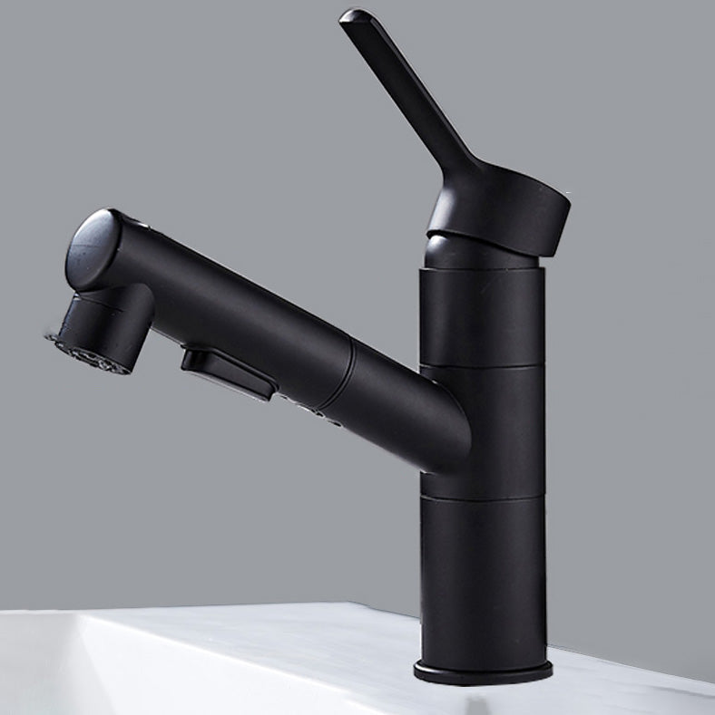 Bathroom faucet with pull-out lever handle Single hole basin mixer