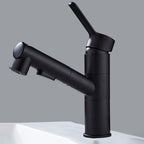 Bathroom faucet with pull-out lever handle Single hole basin mixer