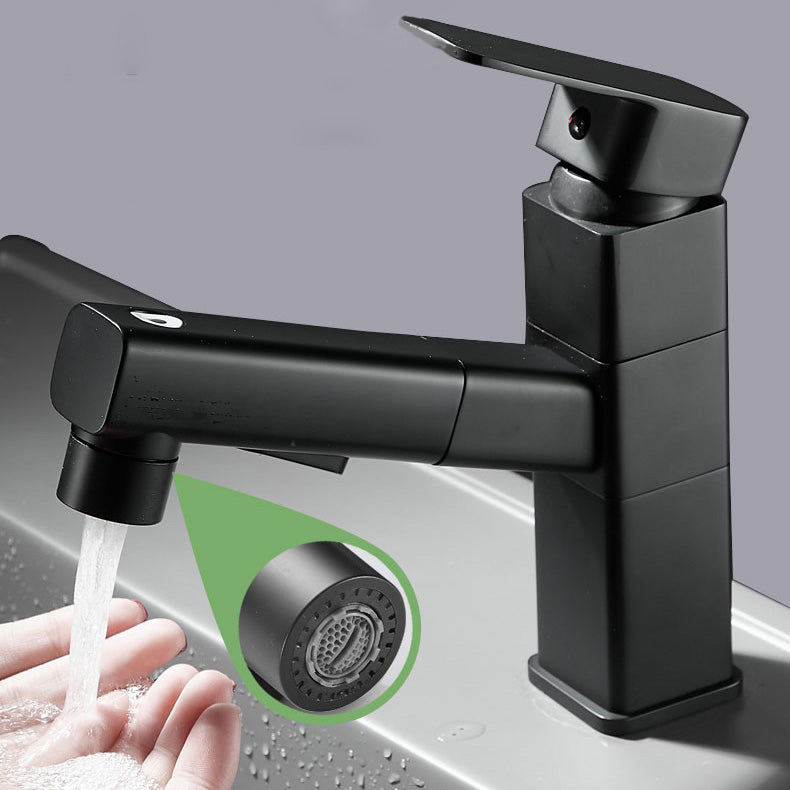 Bathroom faucet with pull-out lever handle Single hole basin mixer