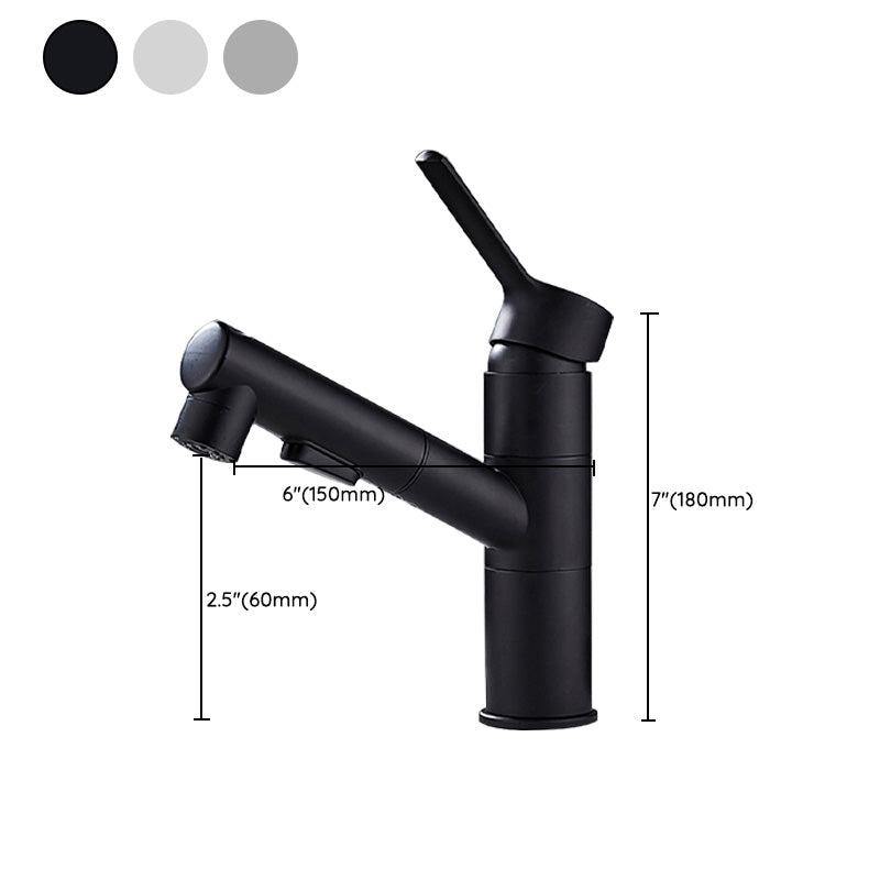 Bathroom faucet with pull-out lever handle Single hole basin mixer
