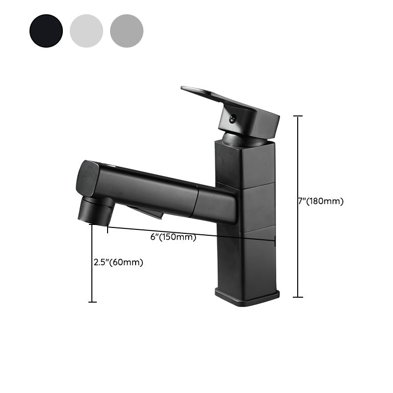 Bathroom faucet with pull-out lever handle Single hole basin mixer