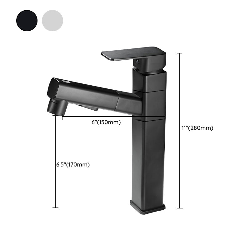 Bathroom faucet with pull-out lever handle Single hole basin mixer