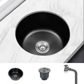 Stainless Steel Round Sink in Black Single Basin Undermount Sink with Basket Strainer