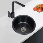 Stainless Steel Round Sink in Black Single Basin Undermount Sink with Basket Strainer