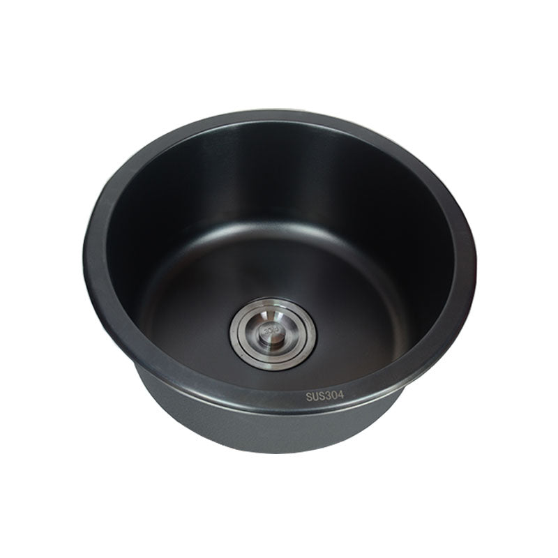 Stainless Steel Round Sink in Black Single Basin Undermount Sink with Basket Strainer