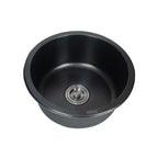 Stainless Steel Round Sink in Black Single Basin Undermount Sink with Basket Strainer
