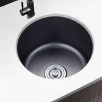 Stainless Steel Round Sink in Black Single Basin Undermount Sink with Basket Strainer