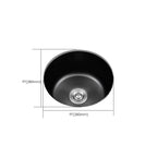 Stainless Steel Round Sink in Black Single Basin Undermount Sink with Basket Strainer