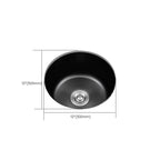 Stainless Steel Round Sink in Black Single Basin Undermount Sink with Basket Strainer