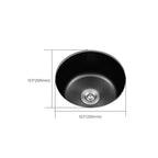 Stainless Steel Round Sink in Black Single Basin Undermount Sink with Basket Strainer