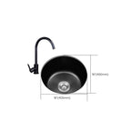 Stainless Steel Round Sink in Black Single Basin Undermount Sink with Basket Strainer