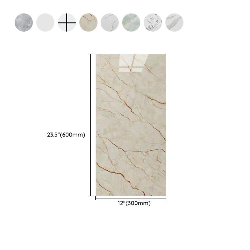 Stain Resistant Peel & Stick Tile Marble Effect Single Tile for Kitchen Backsplash