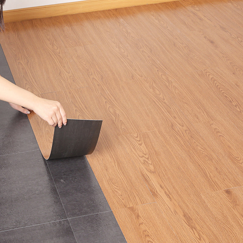 PVC Flooring Peel and Stick Smooth Wood Look Rectangular Vinyl Floor