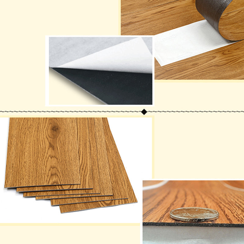 Rectangle PVC Floor Covering Peel and Stick Smooth Wood Look Vinyl Flooring