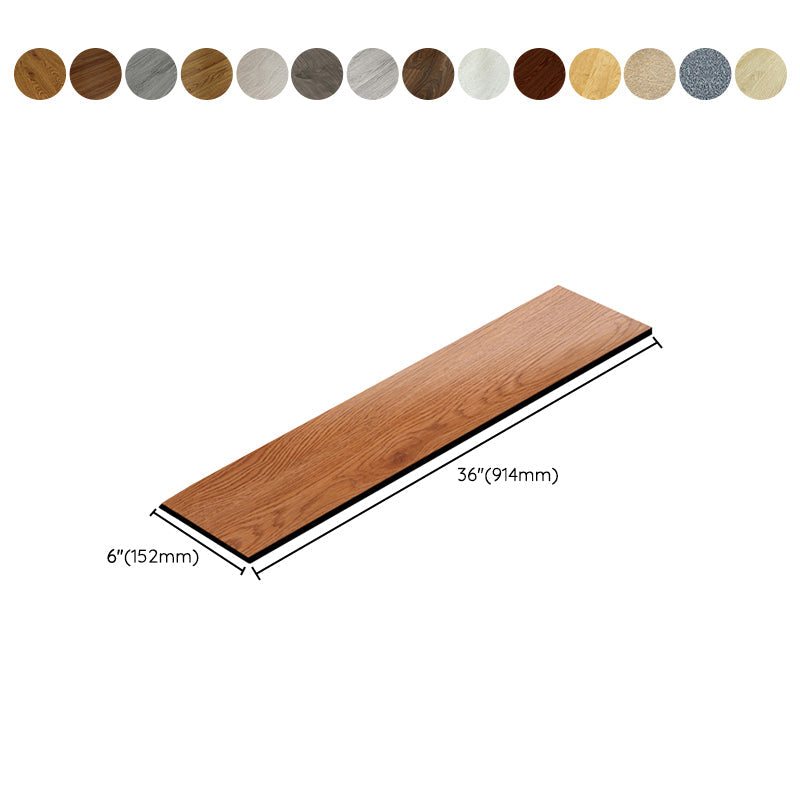 Rectangle PVC Floor Covering Peel and Stick Smooth Wood Look Vinyl Flooring