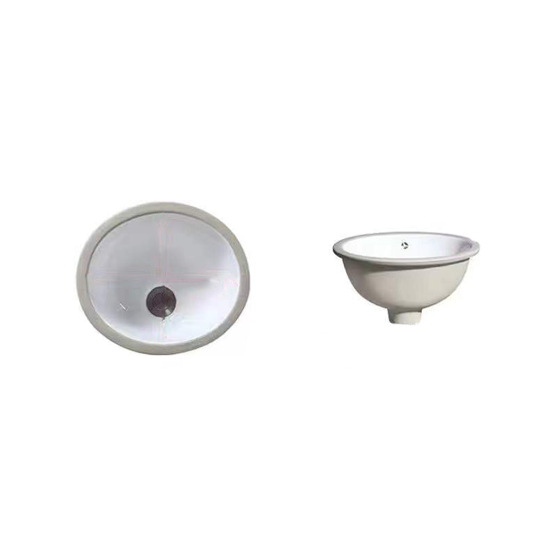 Modern Under-mount Sink Oval Porcelain with Pop-Up Drain Sink