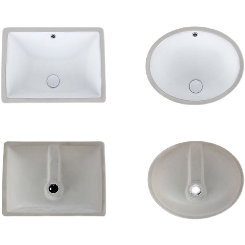 Modern Under-mount Sink Oval Porcelain with Pop-Up Drain Sink