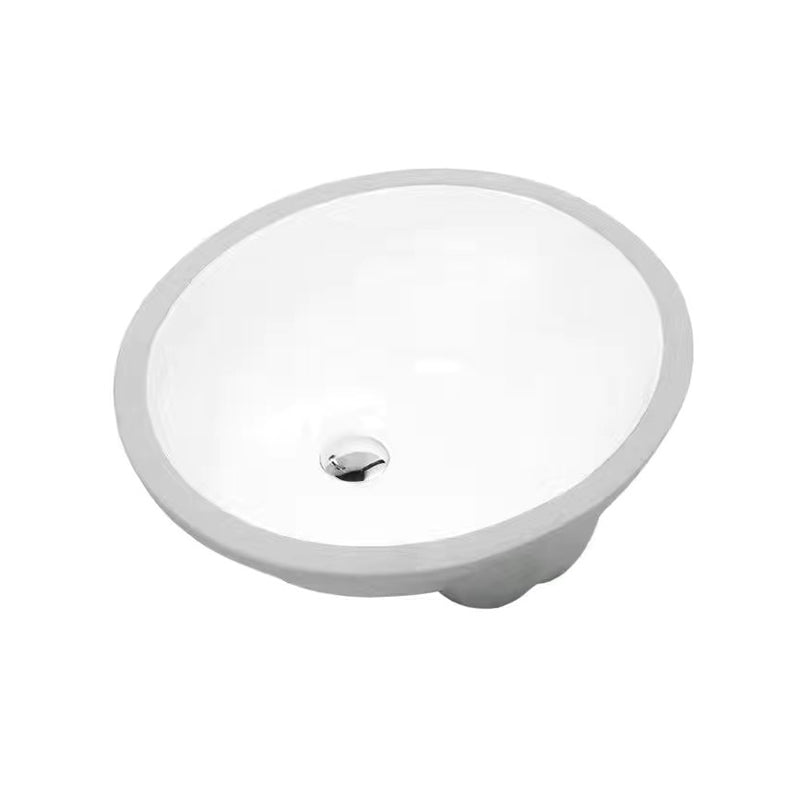 Modern Under-mount Sink Oval Porcelain with Pop-Up Drain Sink