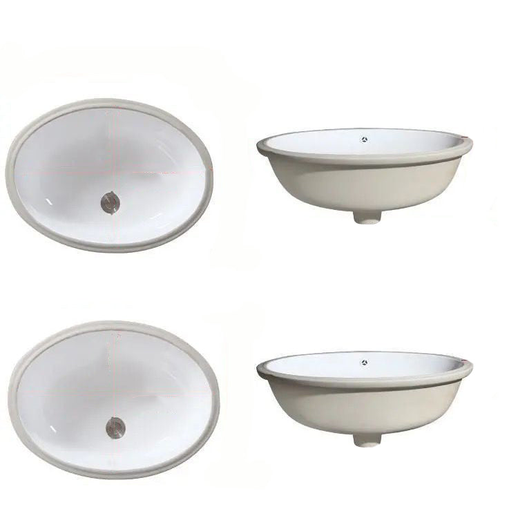Modern Under-mount Sink Oval Porcelain with Pop-Up Drain Sink