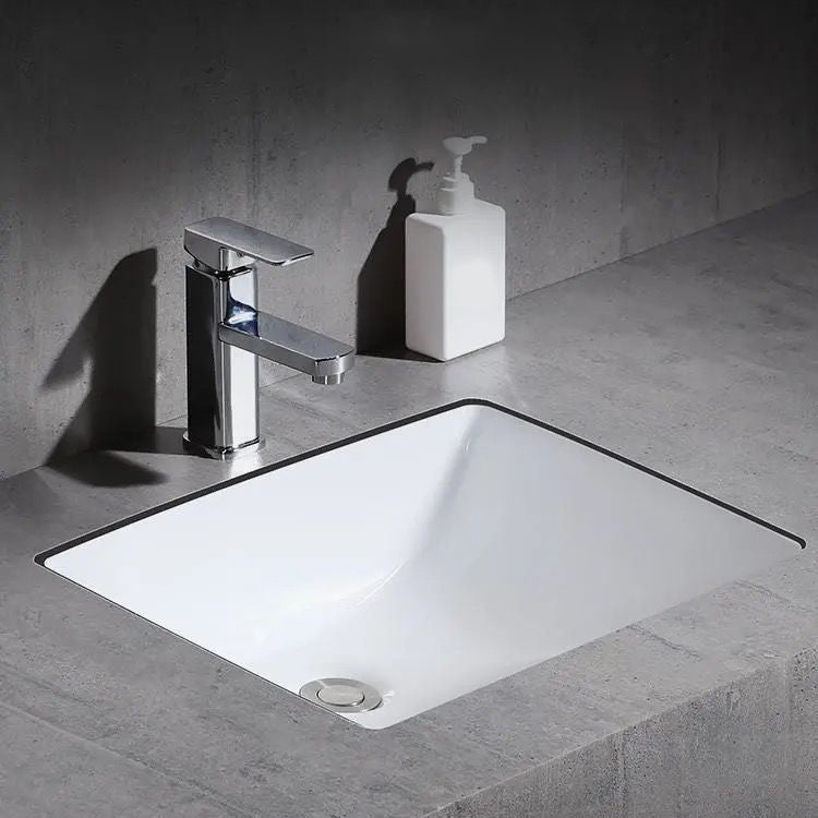 Modern Under-mount Sink Oval Porcelain with Pop-Up Drain Sink