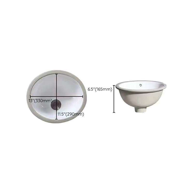 Modern Under-mount Sink Oval Porcelain with Pop-Up Drain Sink