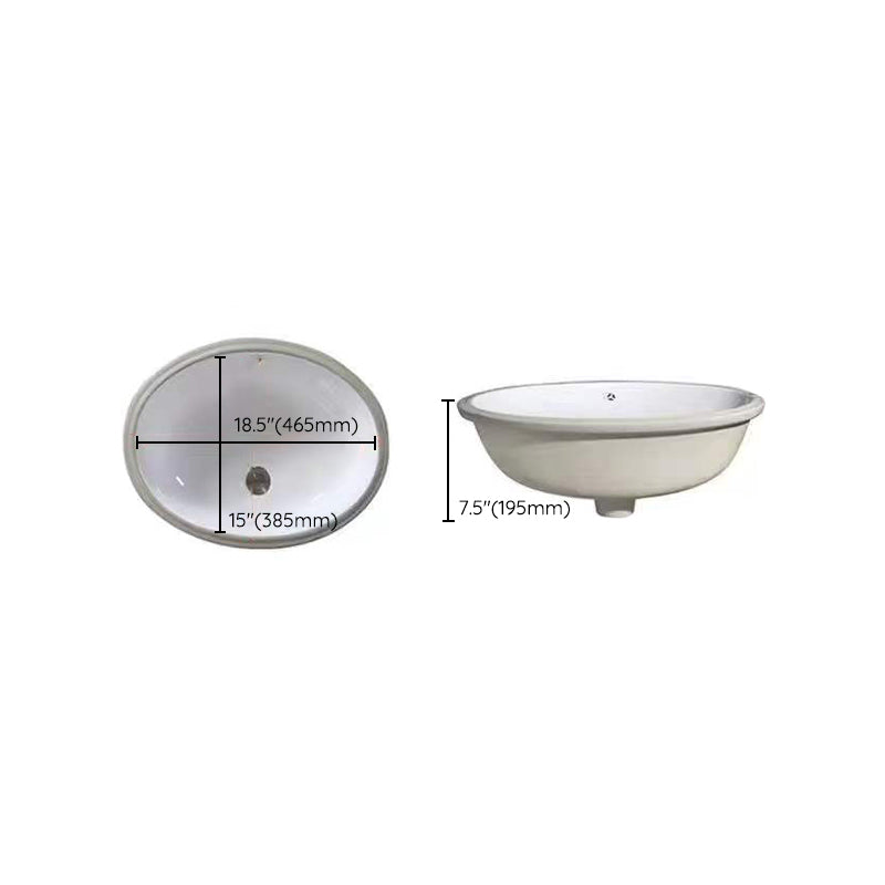 Modern Under-mount Sink Oval Porcelain with Pop-Up Drain Sink