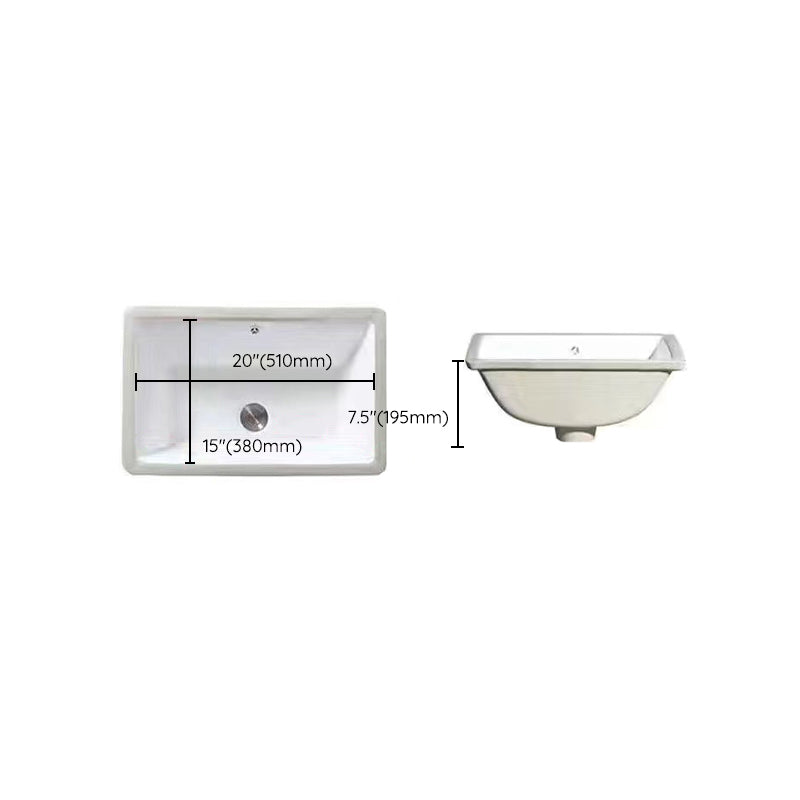 Modern Under-mount Sink Oval Porcelain with Pop-Up Drain Sink
