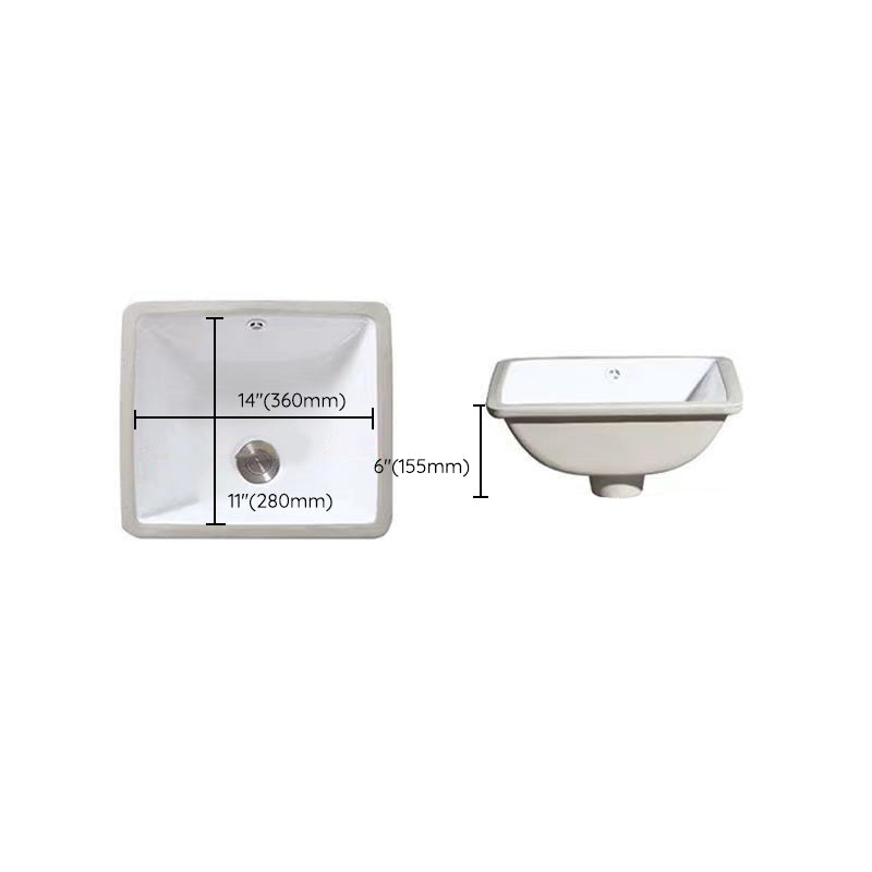 Modern Under-mount Sink Oval Porcelain with Pop-Up Drain Sink