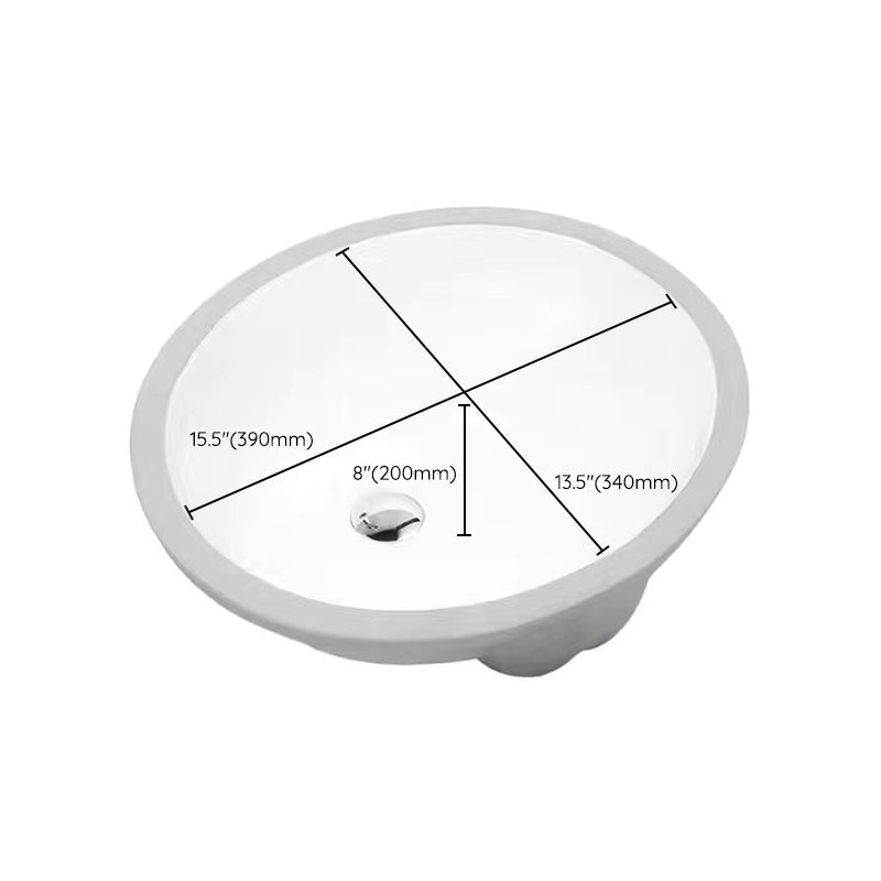 Modern Under-Mount Sink Oval Porcelain with Pop-Up Drain Sink