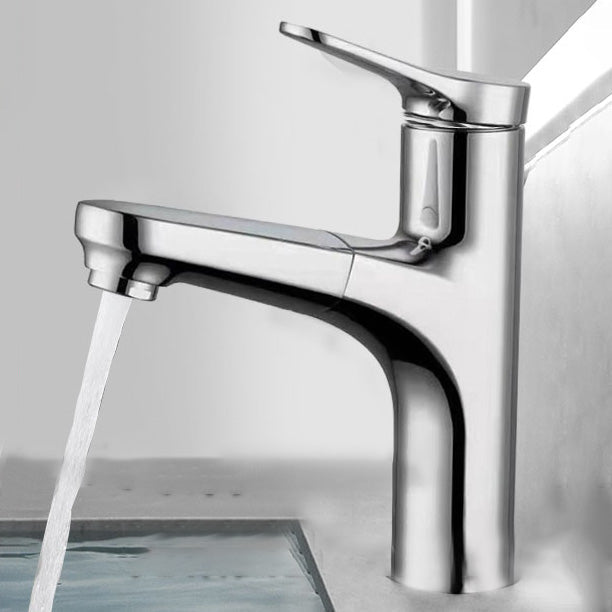 Contemporary Bath Faucet Brass Lever Handle Pull-Out Sink Faucet