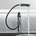 Contemporary Bath Faucet Brass Lever Handle Pull-Out Sink Faucet
