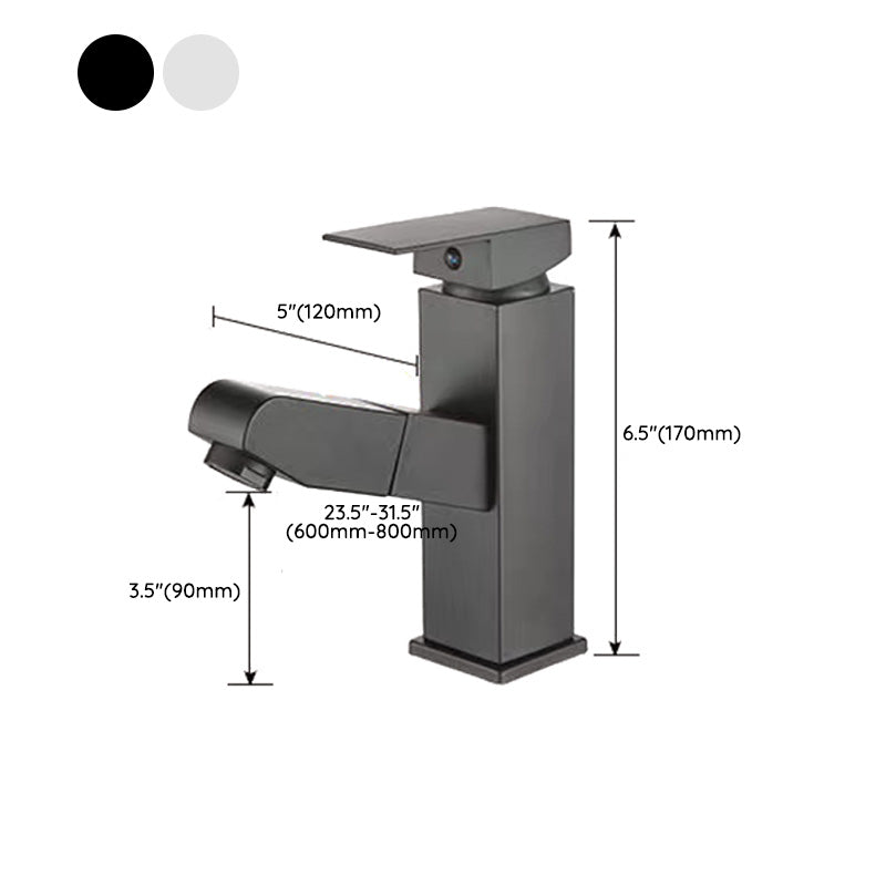 Contemporary Bath Faucet Brass Lever Handle Pull-Out Sink Faucet