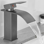 Modern Bathtub Faucet Waterfall Spout Lever Handle Brass Sink Faucet