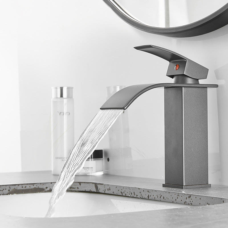 Modern Bathtub Faucet Waterfall Spout Lever Handle Brass Sink Faucet
