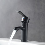 Contemporary Faucet Brass Black Bathroom Lever Handle Single Hole Sink Faucet