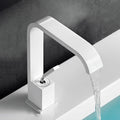 Unique Sink Faucet Bathroom Brass Solid Color Waterfall Spout Faucet