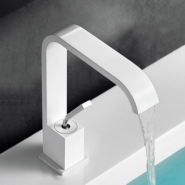 Unique Sink Faucet Bathroom Brass Solid Color Waterfall Spout Faucet
