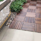 Farmhouse square tile floor brown pine wood for patio garden