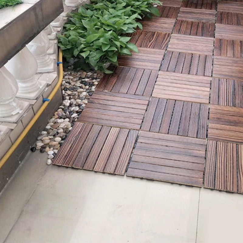 Farmhouse Square Tile Floor Brown Pine Wood for Patio Garden