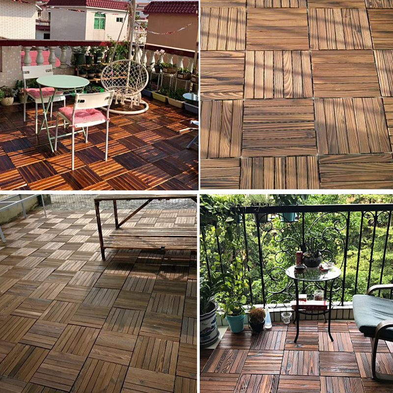 Farmhouse square tile floor brown pine wood for patio garden