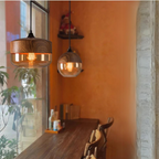 Scandinavian Pendant Lamp made of Wood and Tinted Glass