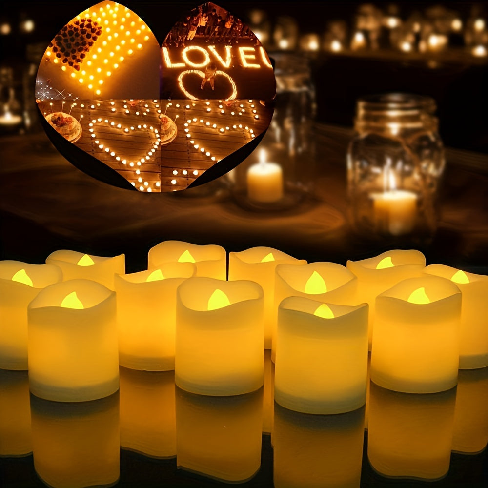 24/50/100 Pack flameless LED candles – battery-operated flickering tealights, smokeless and romantic for weddings and engagements