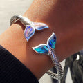 Abalone Shell Mermaid Tail SS Bangle Bracelet