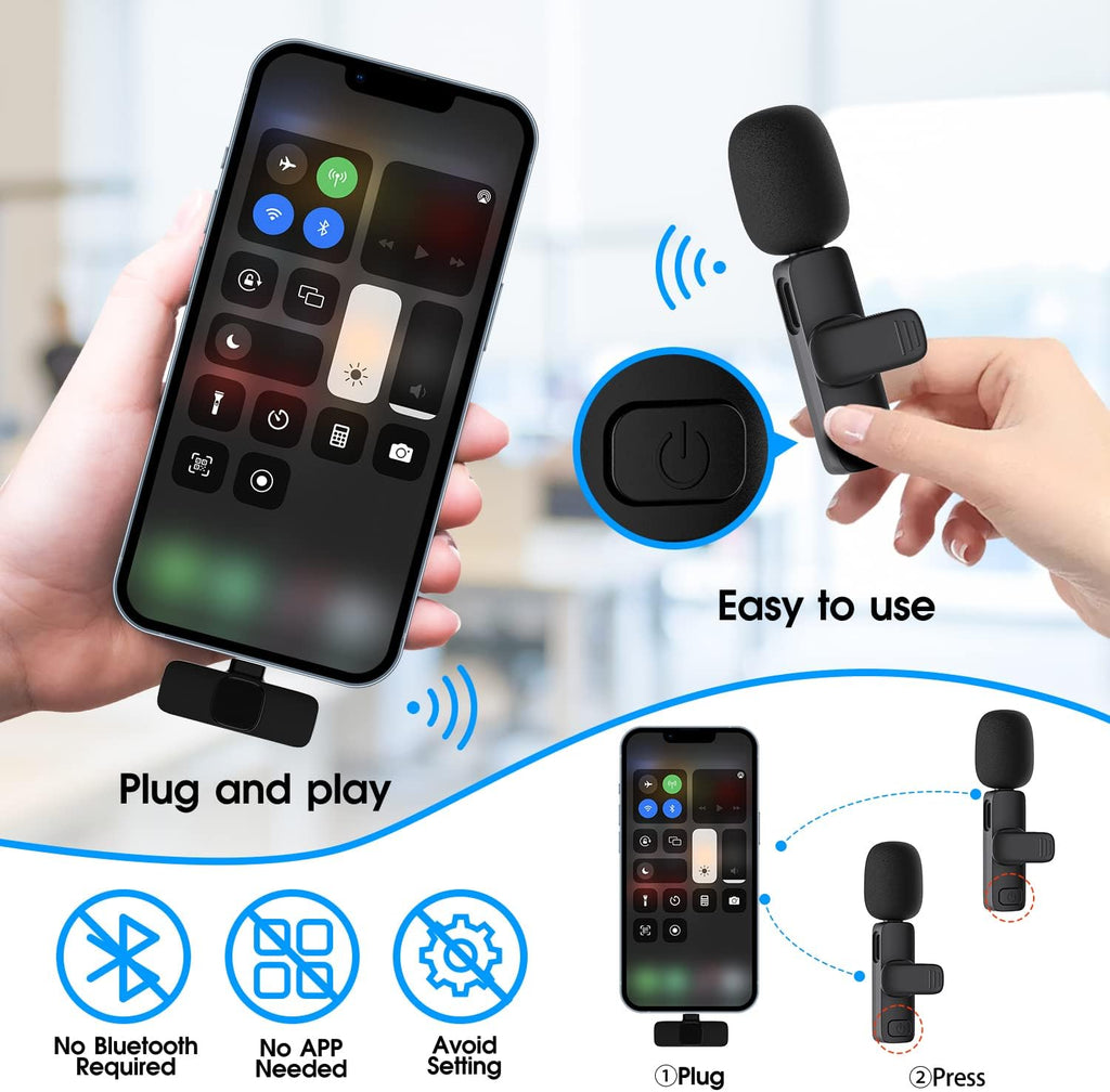 2-Pack wireless microphone for iPhone iPad