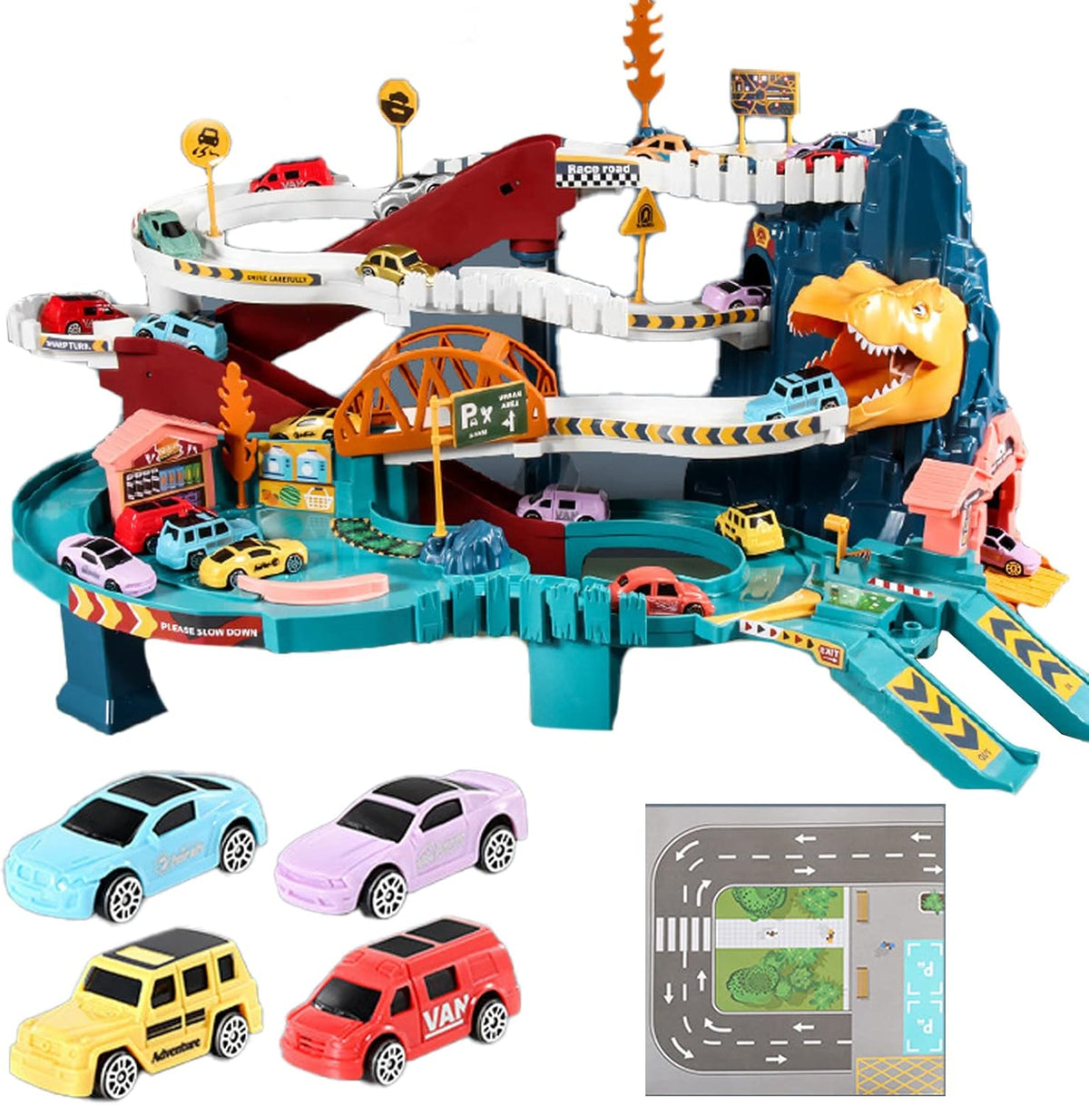 Dinosaur Mountain Road Playset with Vehicle