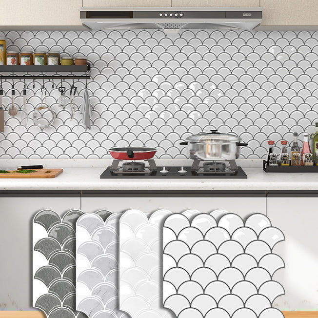 Fish scale Peel & Stick field tile square plastic Peel & Stick mosaic tile