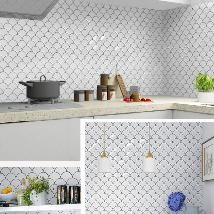 Fish scale Peel & Stick field tile square plastic Peel & Stick mosaic tile