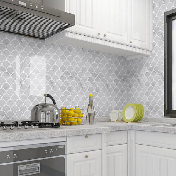 Fish scale Peel & Stick field tile square plastic Peel & Stick mosaic tile