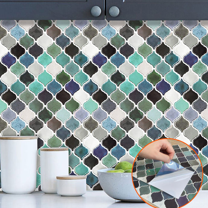 Square Peel & Stick Mosaic Tiles Plastic Arabesque Peel and Stick Wall Tile