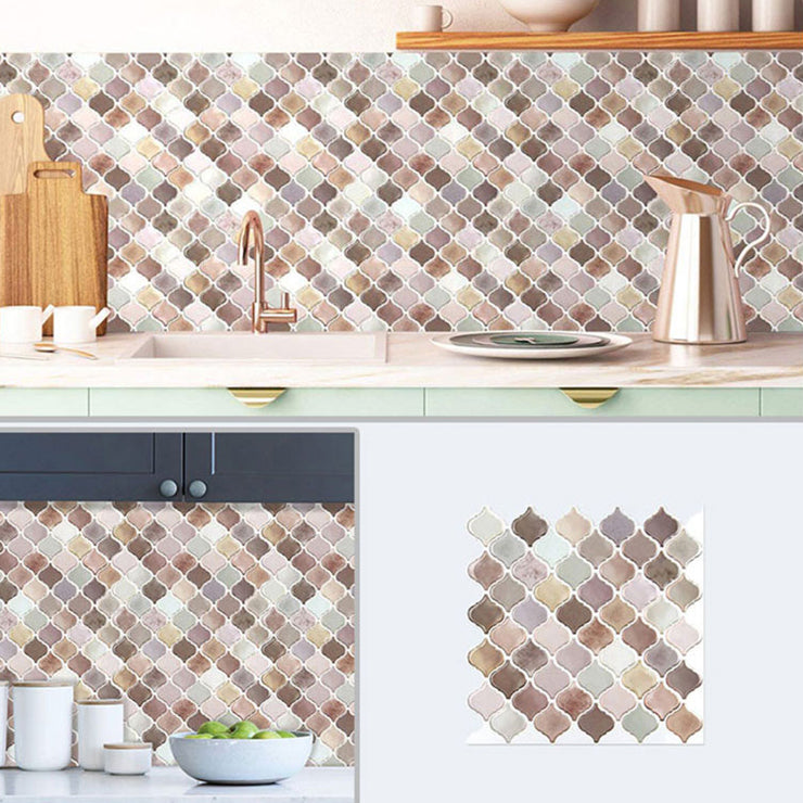 Square Peel & Stick Mosaic Tiles Plastic Arabesque Peel and Stick Wall Tile